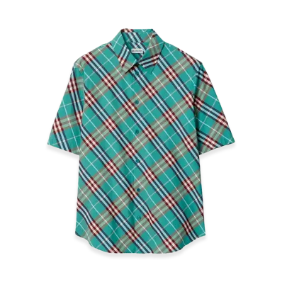 Burberry Short-Sleeved Cotton Shirt "Light Blue"