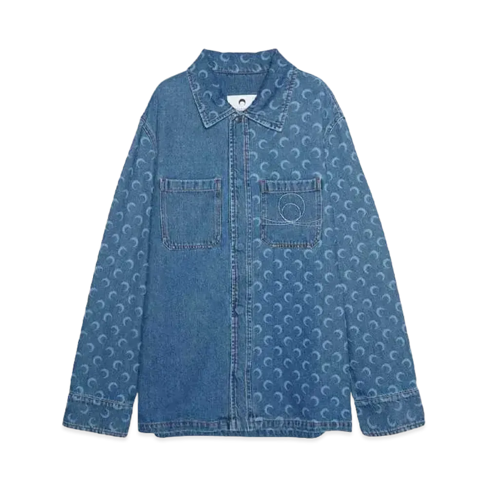 Marine serre MOON LASER DENIM OVERSHIRT "LIGHT BLUE"
