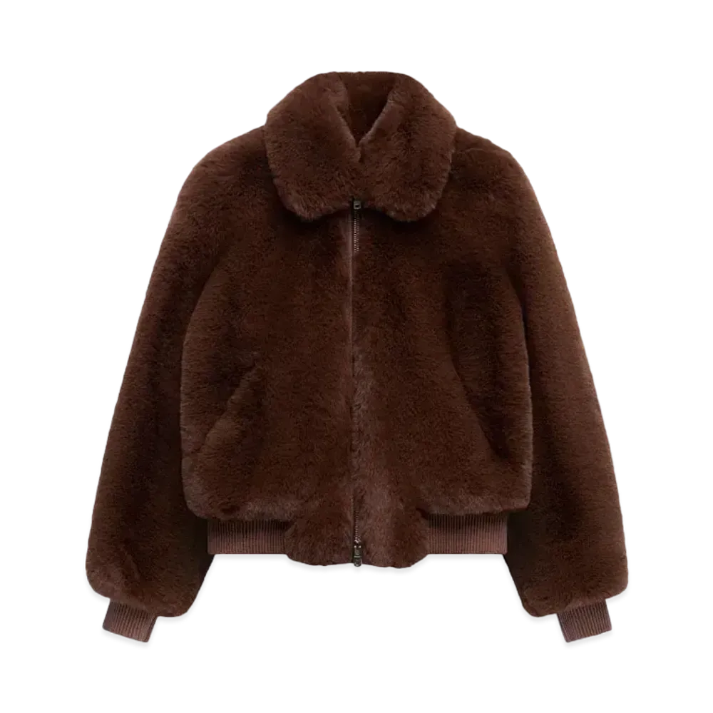 Amiri Cropped Faux Fur Zip Blouson "Potting Soil"