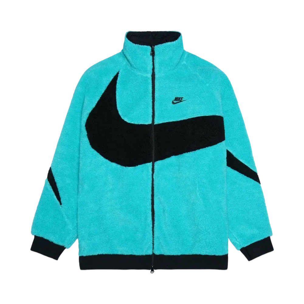 Nike Full Zip Big Swoosh Boa Jacket "Hyper Jade/Black"