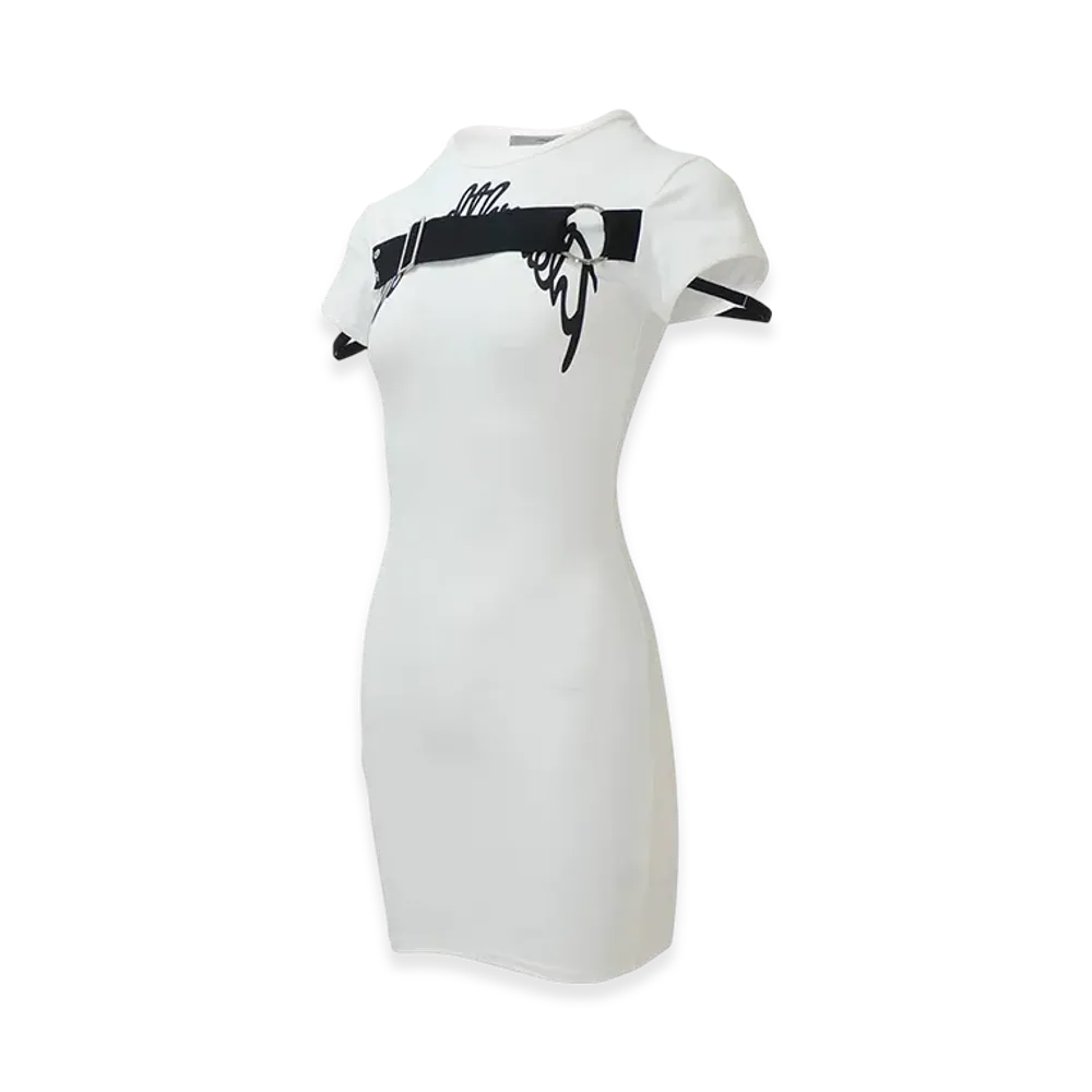 THEREDTHREAD S Logo Belt Dress "White"