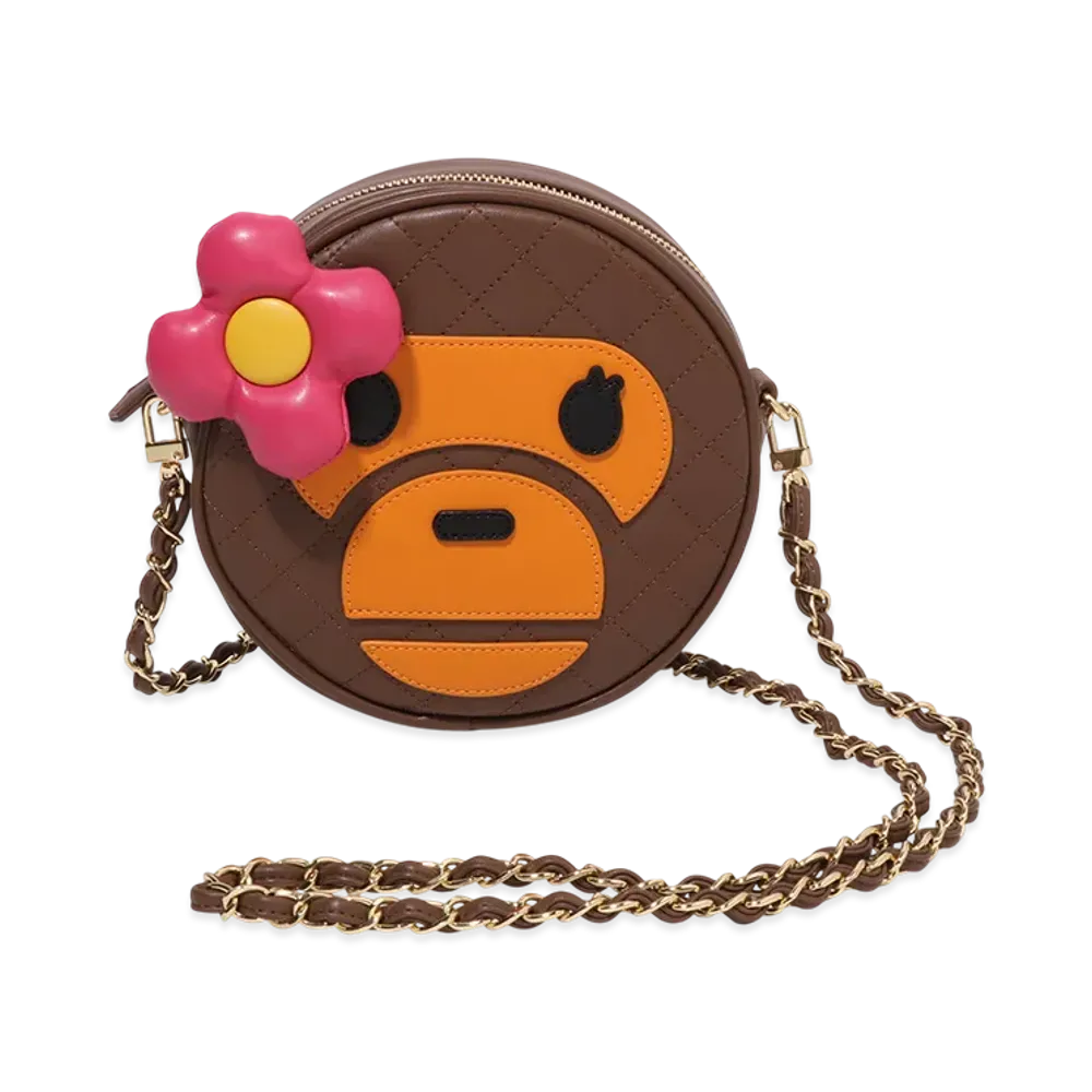 A BATHING APE Baby Lisa Quilting Shoulder Bag "Brown"
