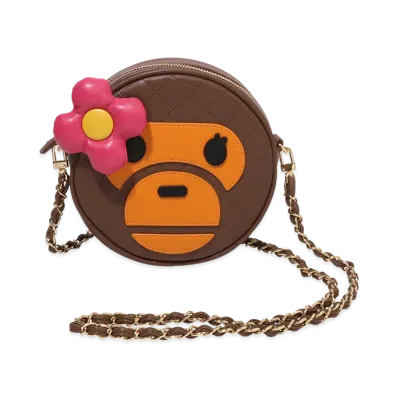 A BATHING APE Baby Lisa Quilting Shoulder Bag "Brown"