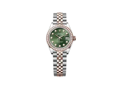 ROLEX Lady-Datejust 28mm Oystersteel & Everose Gold Diamond 279381RBR "Olive Green"