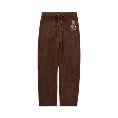GELATO PIQUE x Homme Baby Moco Bear Embroidery Ribbed Long Pants "Brown"
