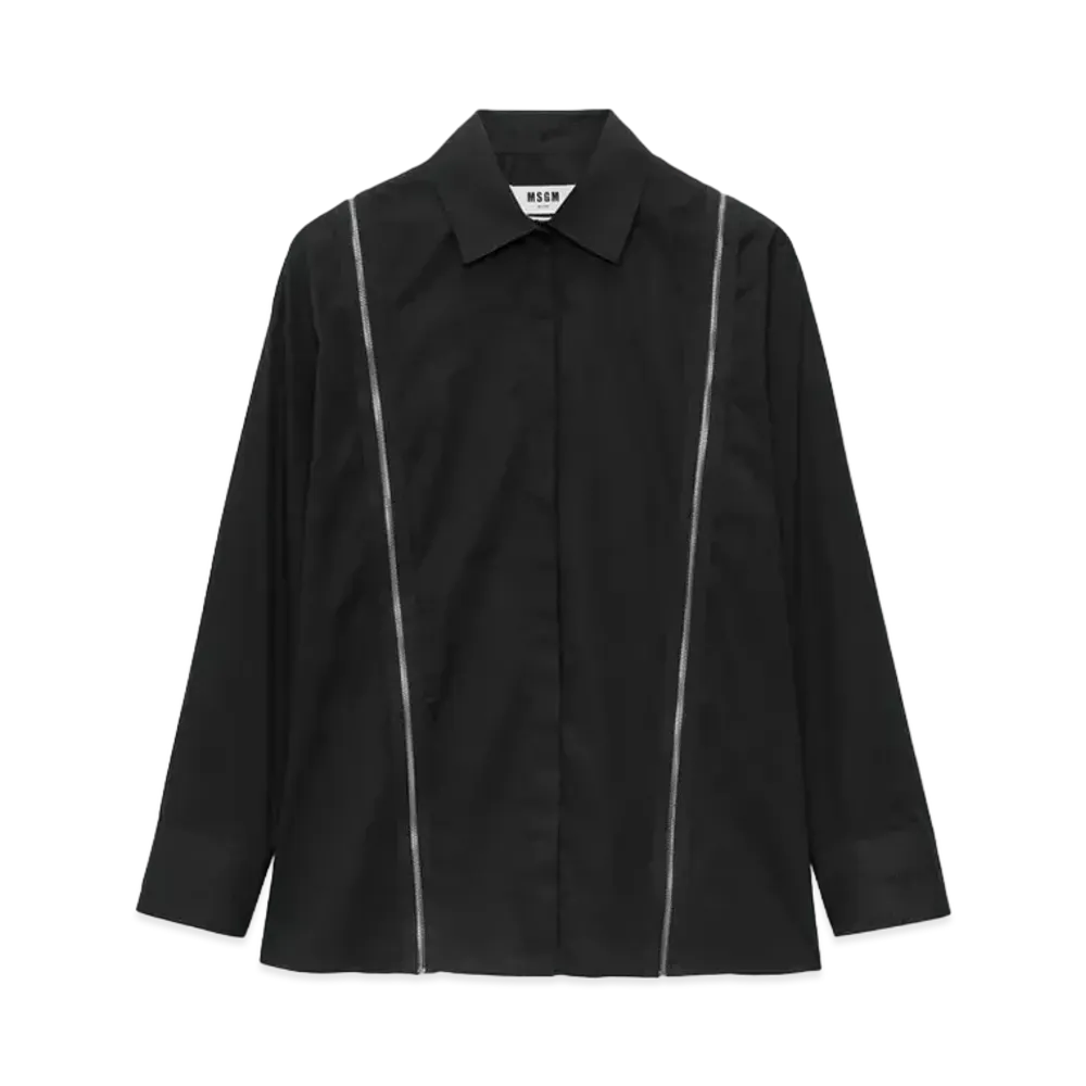 MSGM Poplin Shirt With Zippers "Black"
