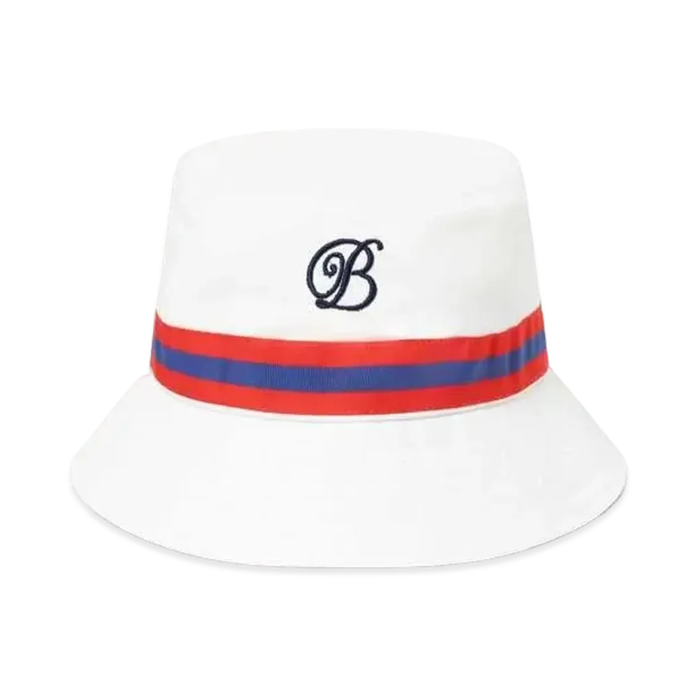 Black Eye Patch B Emblem Taped Bucket Hat "White"