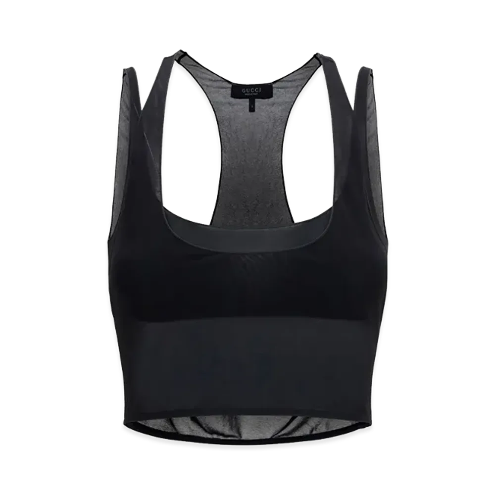 GUCCI Women's Light Crepe Jersey Bralette Set "Black"