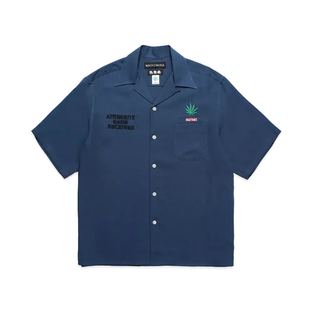 WACKO MARIA x 舐達麻 / High Times / 50's Open Collar Shirt "Navy"