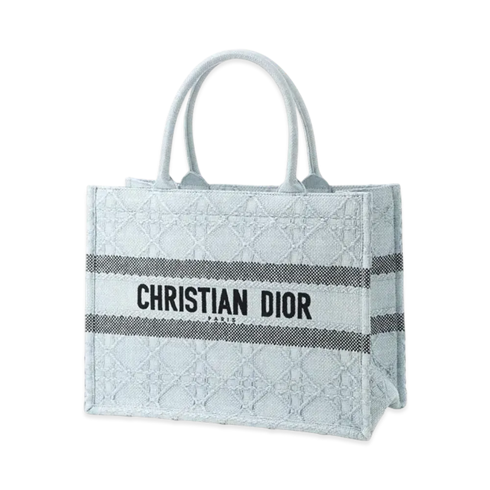 Dior Medium Dior Book Tote Cannage Raffia "Blue"