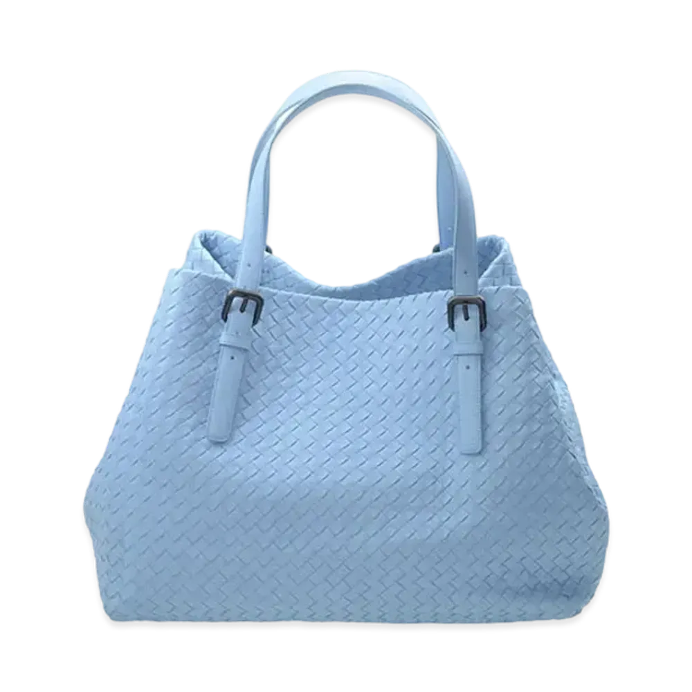 Bottega Veneta Lambskin Hand Bag "Light Blue"