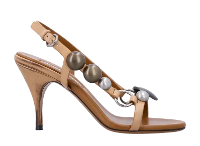 MIU MIU Women's Leather Sandals "Light Tan Brown"