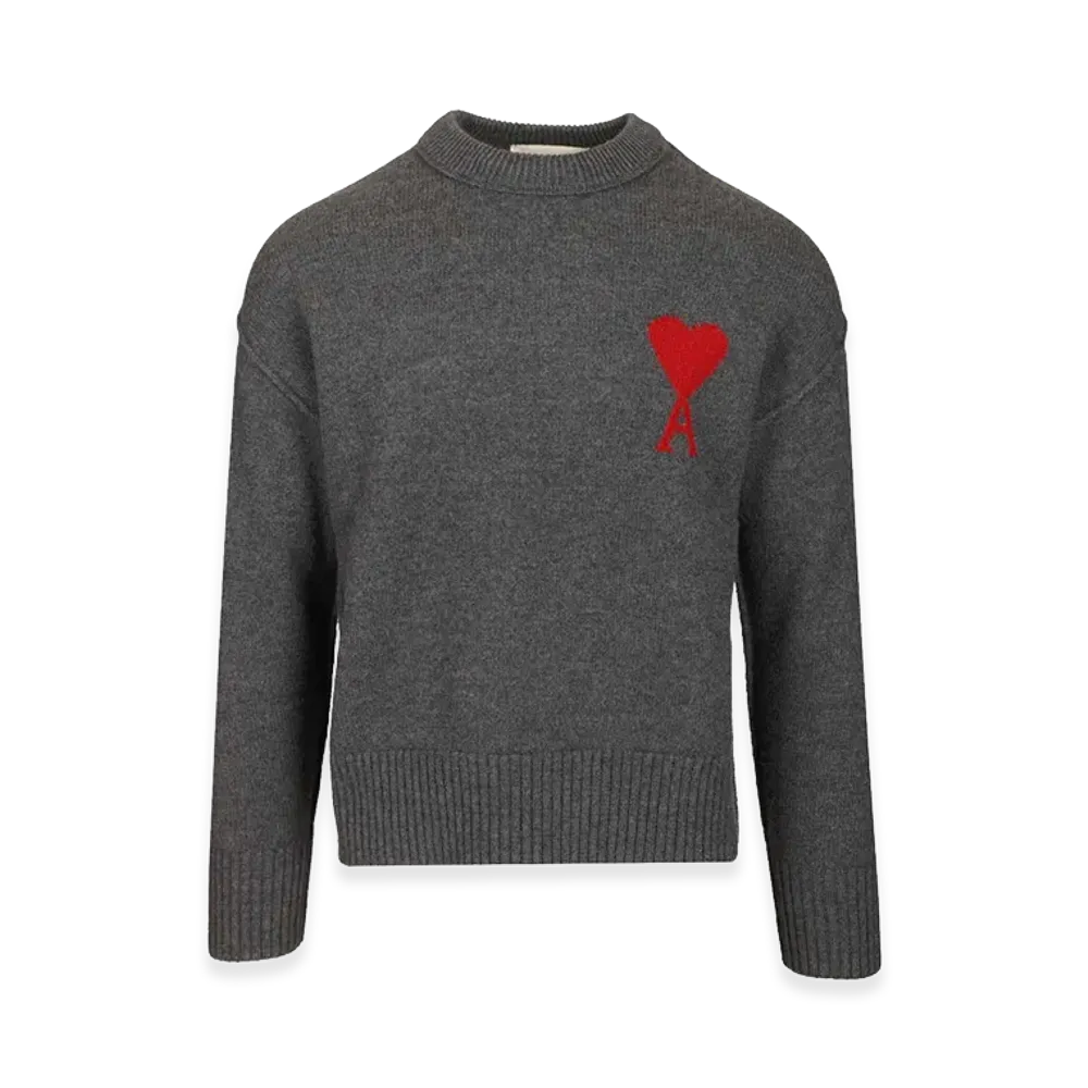 AMI PARIS Ami De Coeur Crewneck Sweater In Wool "Grey"