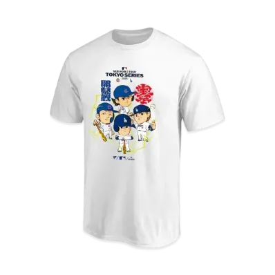 MLB Fanatics Shohei Otani Yoshinobu Yamamoto Shota Imanaga Seiya Suzuki MLB Tokyo Series Opening Game Illustration T-shirt Kids "White"