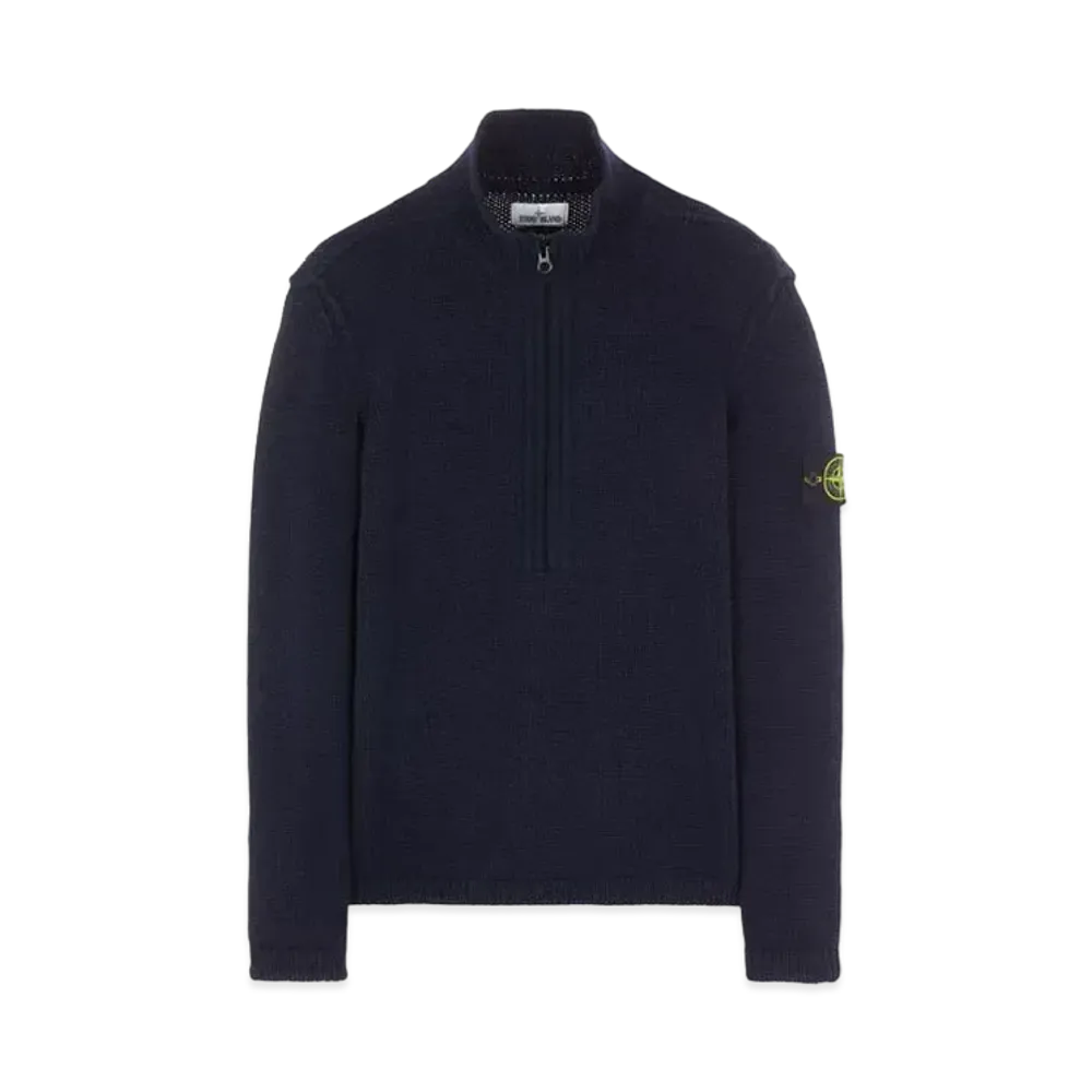 Stone Island 534A6 LAMBSWOOL WITH FABRIC DETAILS "Blue"