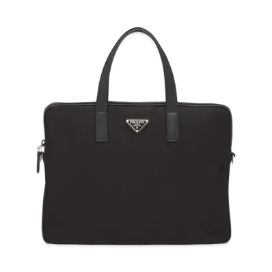 PRADA Re-Nylon And Saffiano Leather Briefcase "Black"