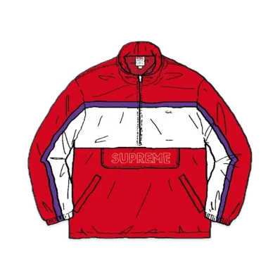 Supreme x LACOSTE Puffy Half Zip Pullover "Red"