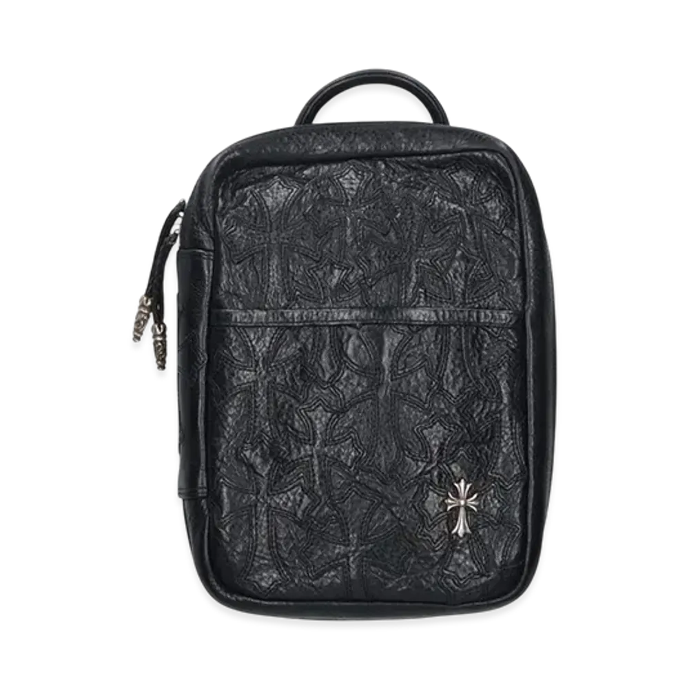 Chrome Hearts Everyday Carry Cemetery Cross Patch Leather Handbag "Black"