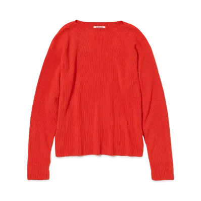AURALEE Super Hard Twist Rib Knit Boat Neck P/O "Red"