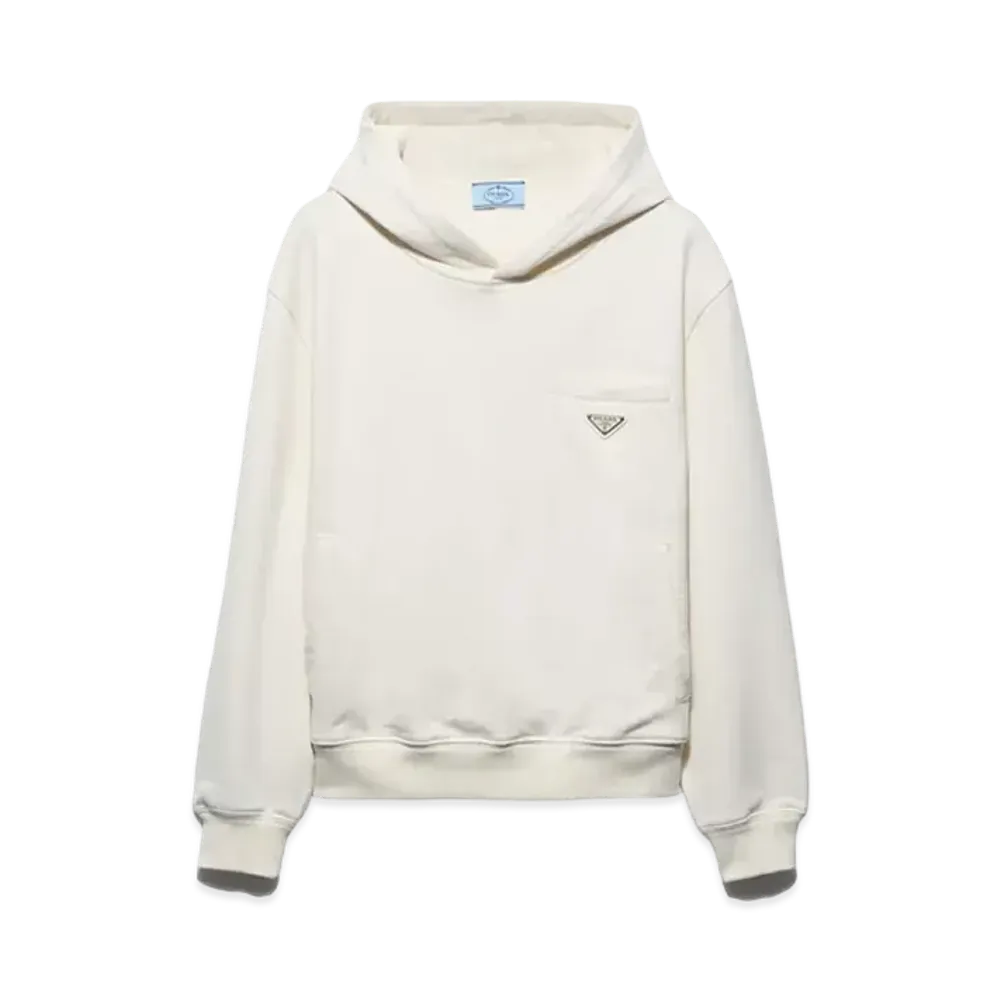 PRADA Women's Cotton Fleece Hoodie "Natural"