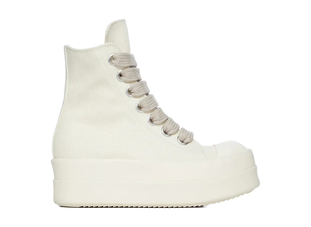 Rick Owens DRKSHDW SS26 Mega Bumper Jumbolace Sneaks 13oz Overdyed Denim "Milk"