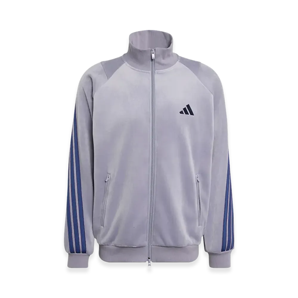 adidas Stadium Loose Fit Velour Track Top "Slate"