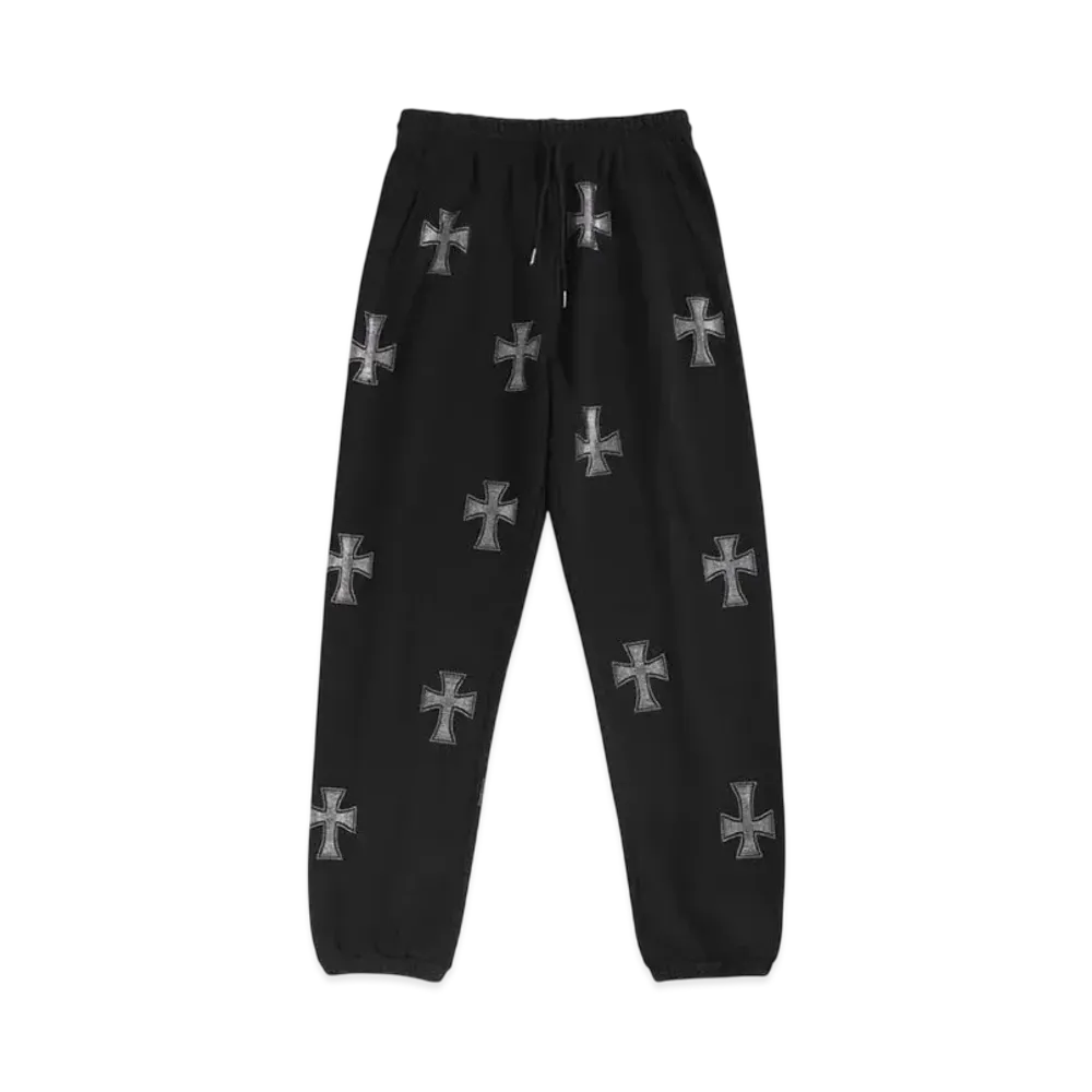 Unknown London Cross Rhinestone Jogger "Black"