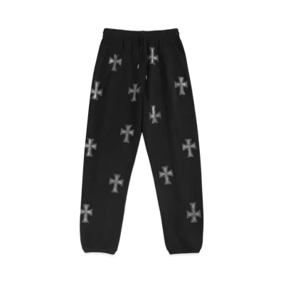 Unknown London Cross Rhinestone Jogger "Black"