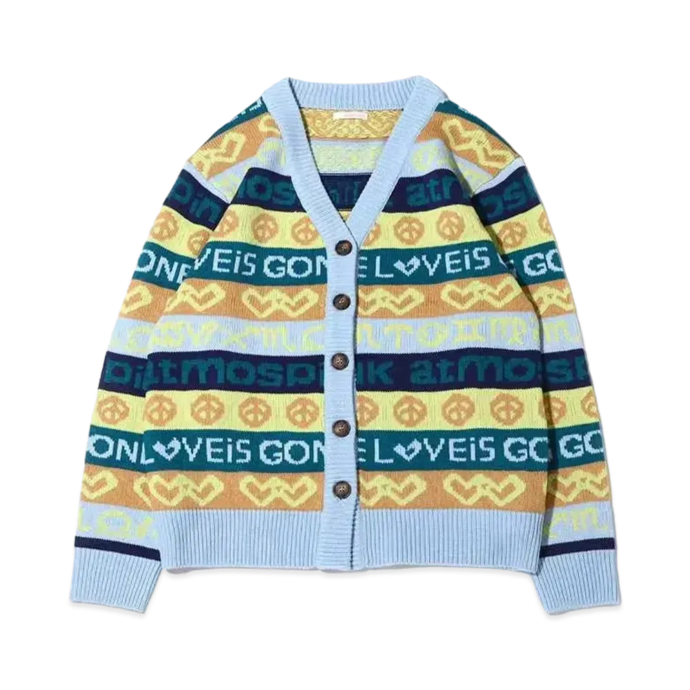 atmos pink Tegakifuu Jacquard Knit Cardigan "Blue"