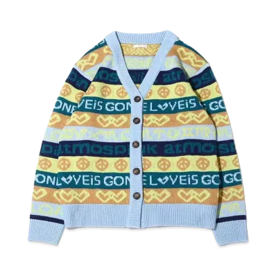 atmos pink Tegakifuu Jacquard Knit Cardigan "Blue"