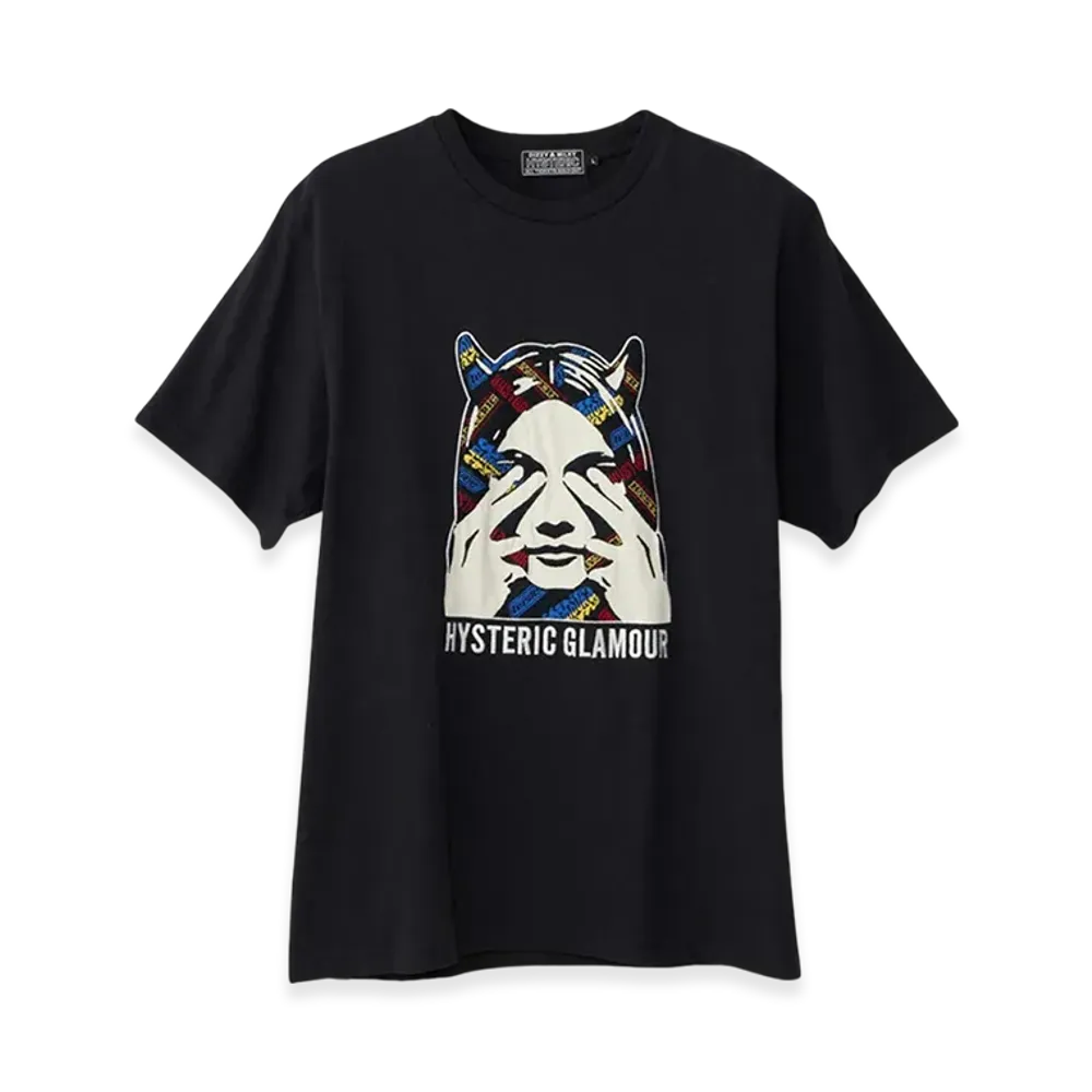 HYSTERIC GLAMOUR See No Evil Embroidered T-Shirt "Black"