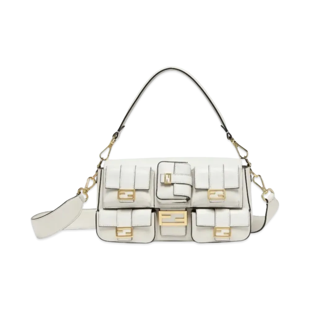 FENDI Multipocket Baguette Leather Bag "White"