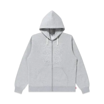 BlackEyePatch Metal Logo Fabric-Stitched Zip Hoodie Heather "Grey"