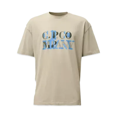 C.P. Company 30/1 Jersey Blurred Logo T-Shirt "Blue Fox Grey"