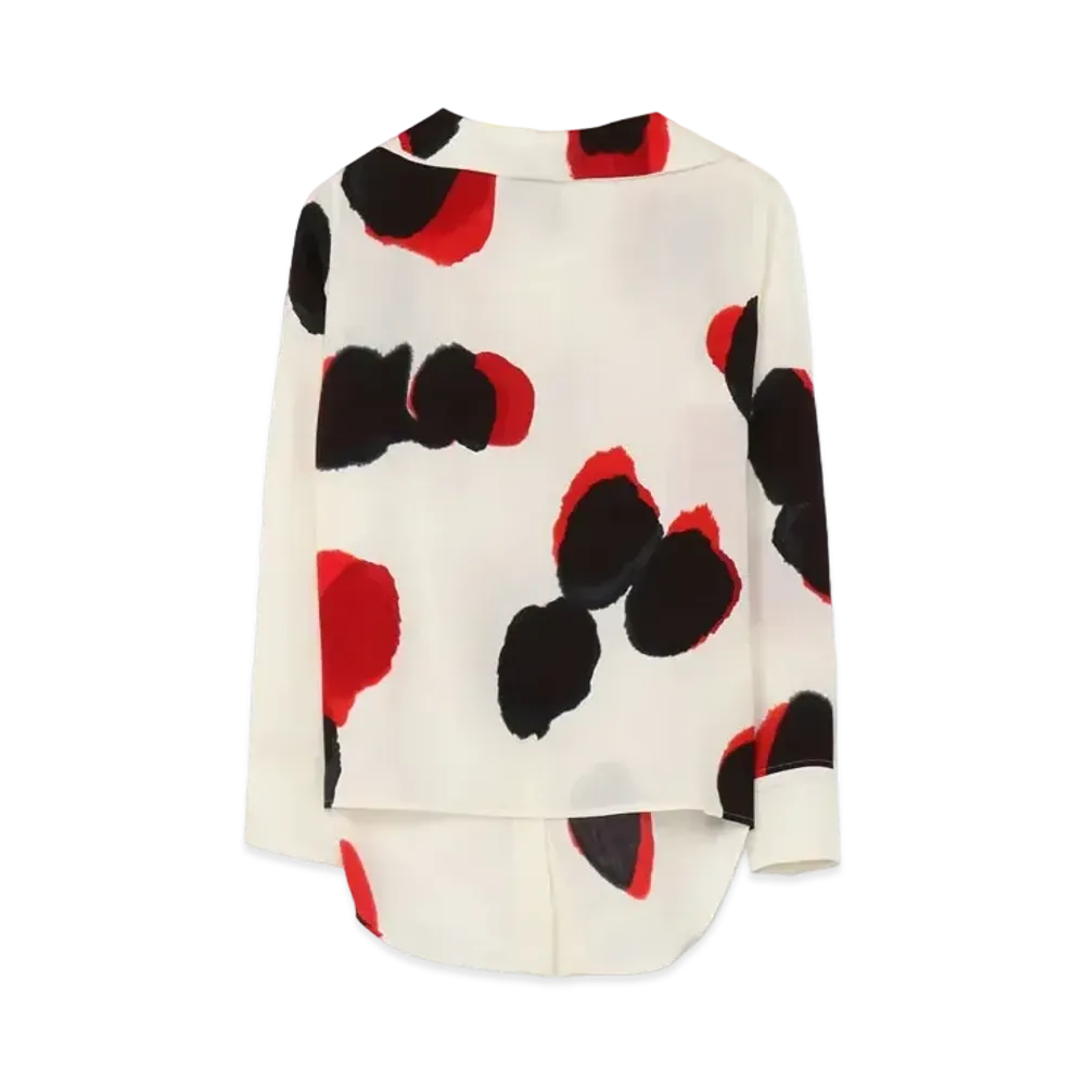 Yohji Yamamoto Y's WOOL VIYELLA BLURRY S DOT PRINT BACK OPEN BLOUSE "Red"