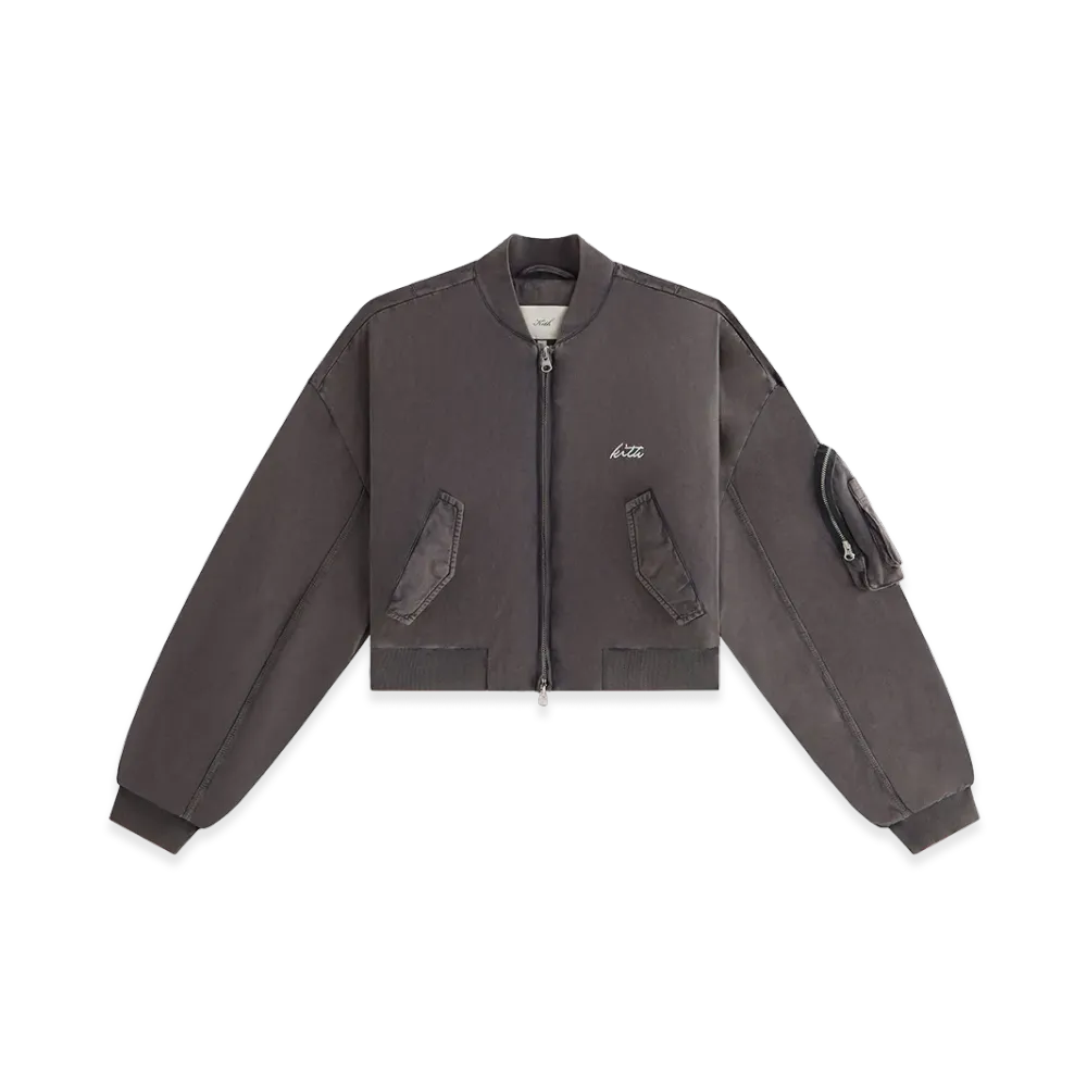 Kith Women's Loren Sueded Cropped Bomber Jacket "Void"