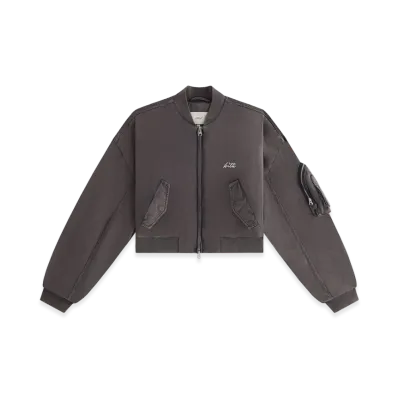 Kith Women's Loren Sueded Cropped Bomber Jacket "Void"