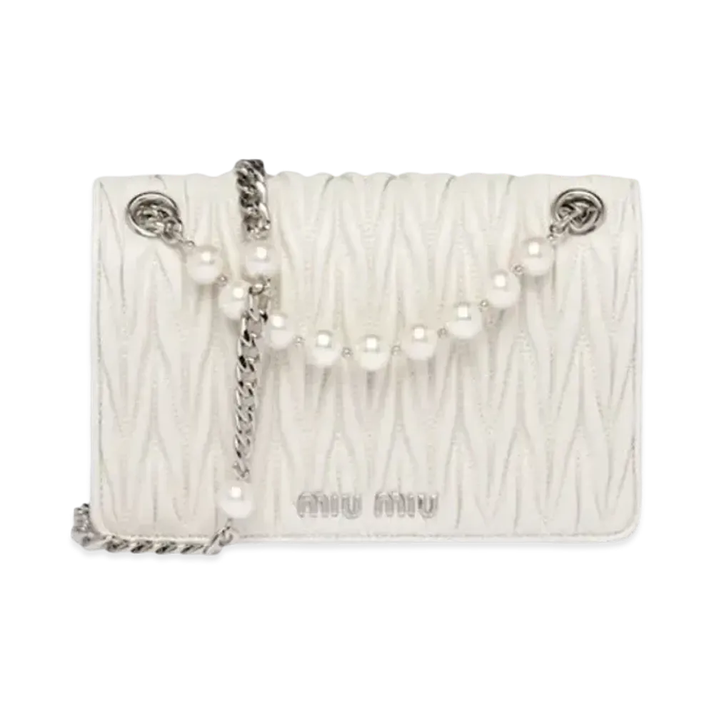 MIU MIU Materassenapa Leather Mini Bag "White"