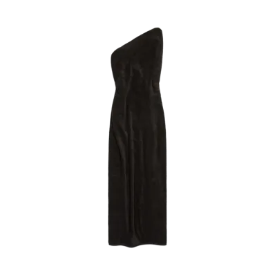 BALENCIAGA Women's Draped Maxi Dress in Cotton Terry "Black"