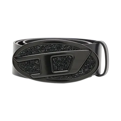 Diesel B-1dr 2.0 Full Rocks Leather Belt "Black"