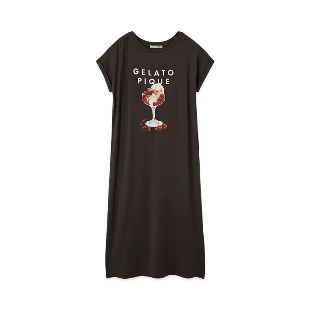 GELATO PIQUE Cool Touch Sensation Cool Rayon Dessert Logo Dress "Charcoal Gray"