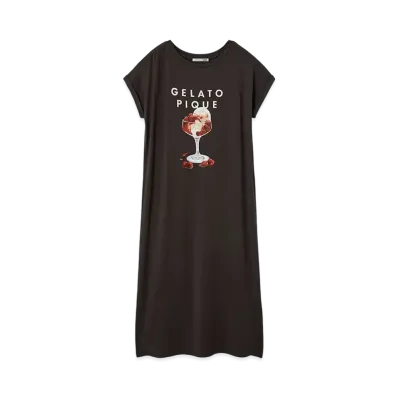 GELATO PIQUE Cool Touch Sensation Cool Rayon Dessert Logo Dress "Charcoal Gray"