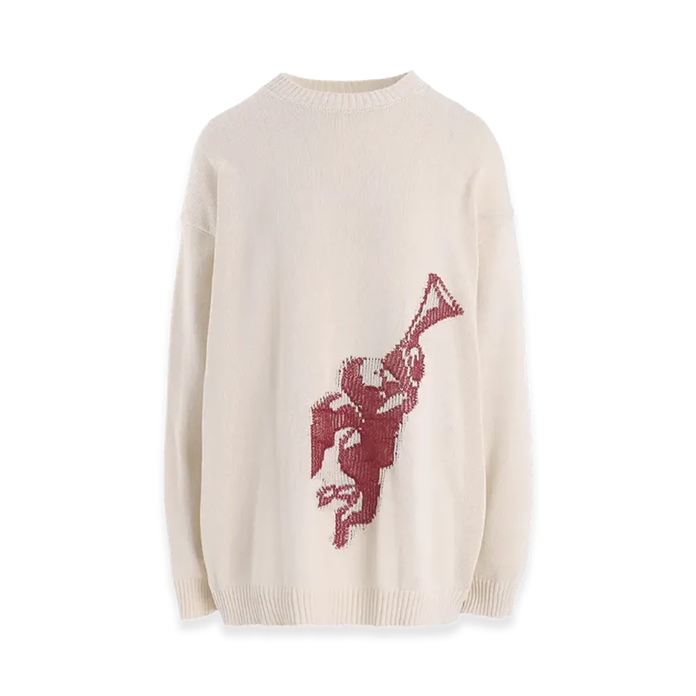 Y's Toy Gliter Jacquard Long Sleeve Pullover "Off White"
