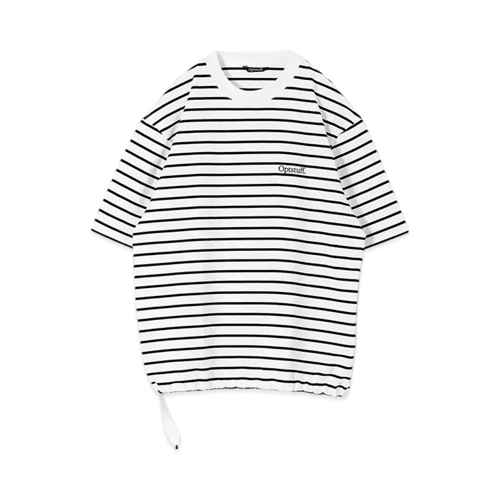 Optstuff Drawstring Border T-Shirt "White"