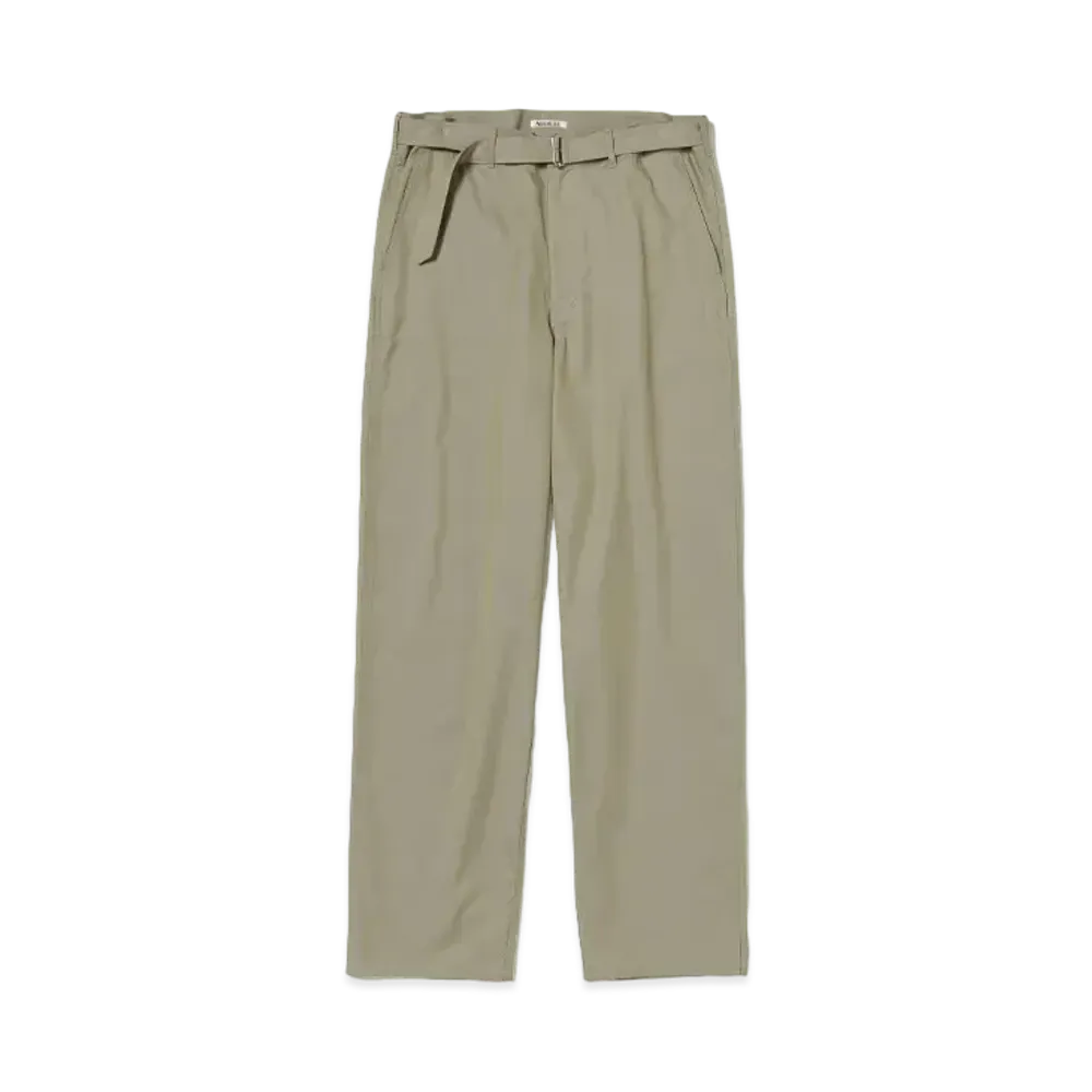 AURALEE Washed Finx Silk Chambray Belted Pants "Gray Chambray"