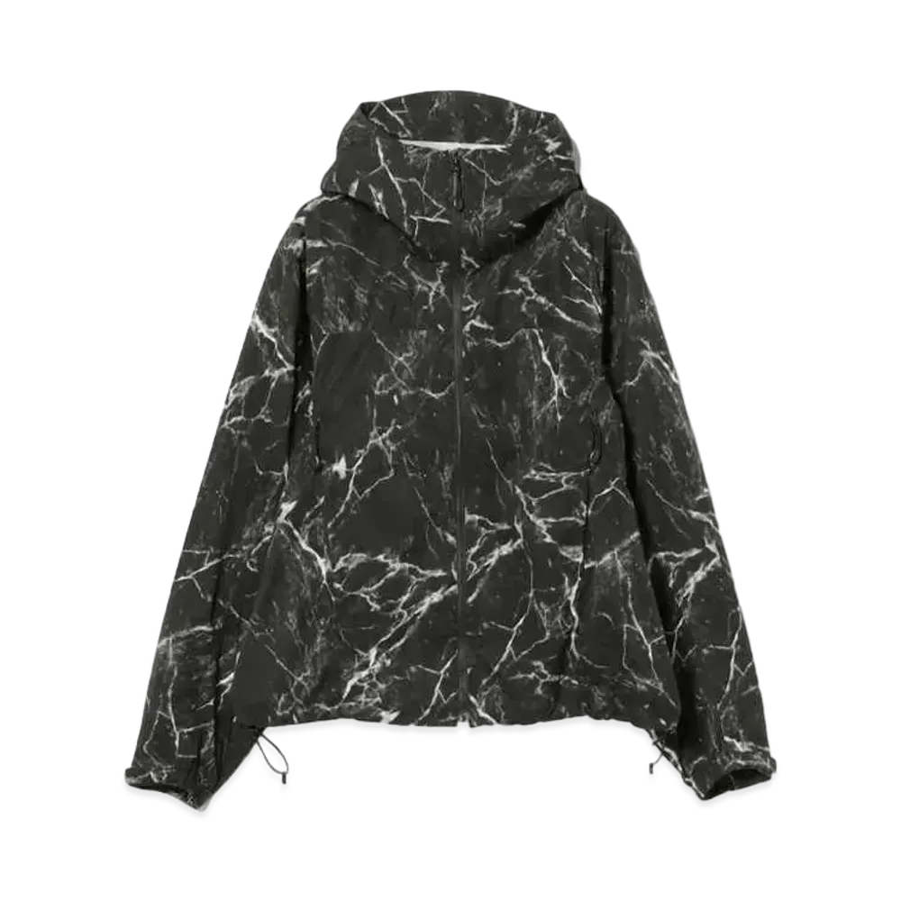 BEAMS Water Repellent Allover Print Zip-Up Hoodie "Black"