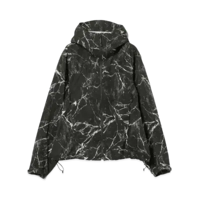 BEAMS Water Repellent Allover Print Zip-Up Hoodie "Black"