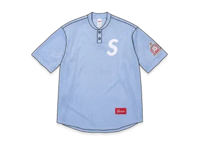 Supreme Shop S Logo Baseball Henley "Light Blue - London"