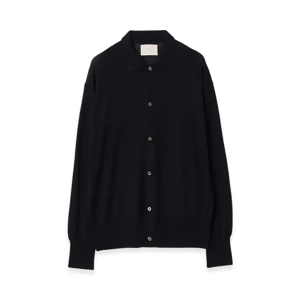 YOKE Silk Cashmere Sheer Shirt Cardigan "Black"