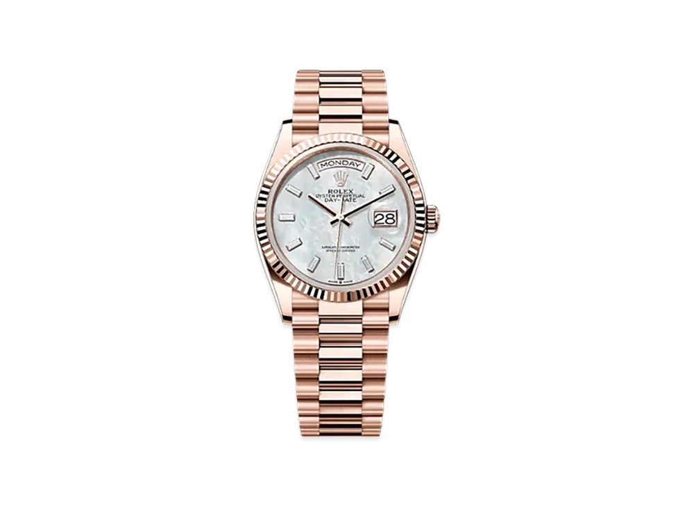 ROLEX Day-Date 36mm Everose Gold 128235 "White Mother-of-Pearl"